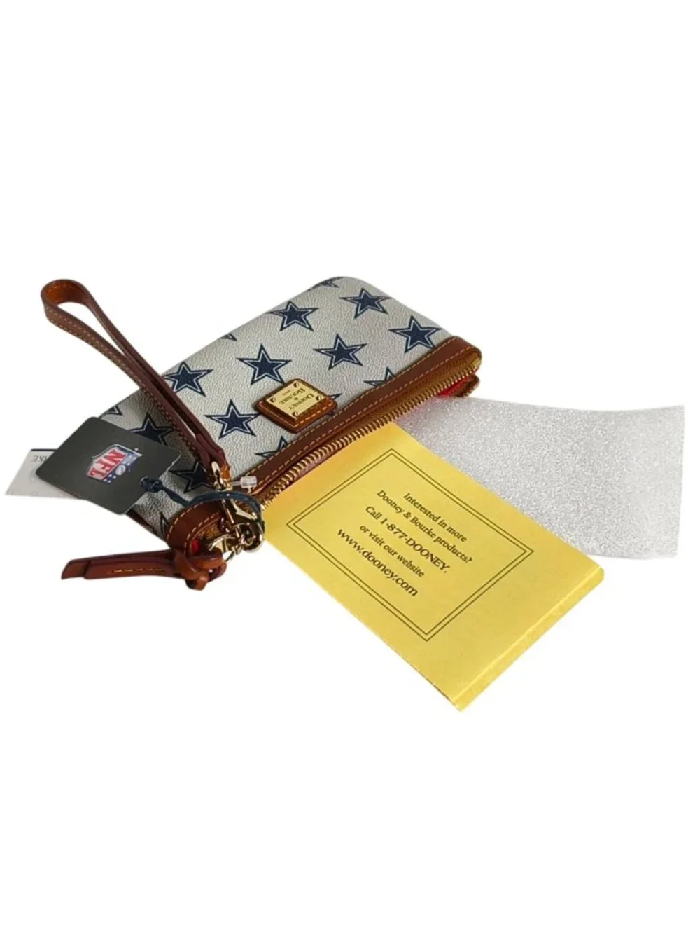 Dooney & Bourke Dallas Cowboys Large Slim Wristlet Leather Star Print New Tags